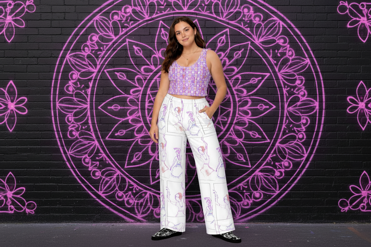 “Vasant Nrutya” Cotton Wide leg Art-Wear Pants