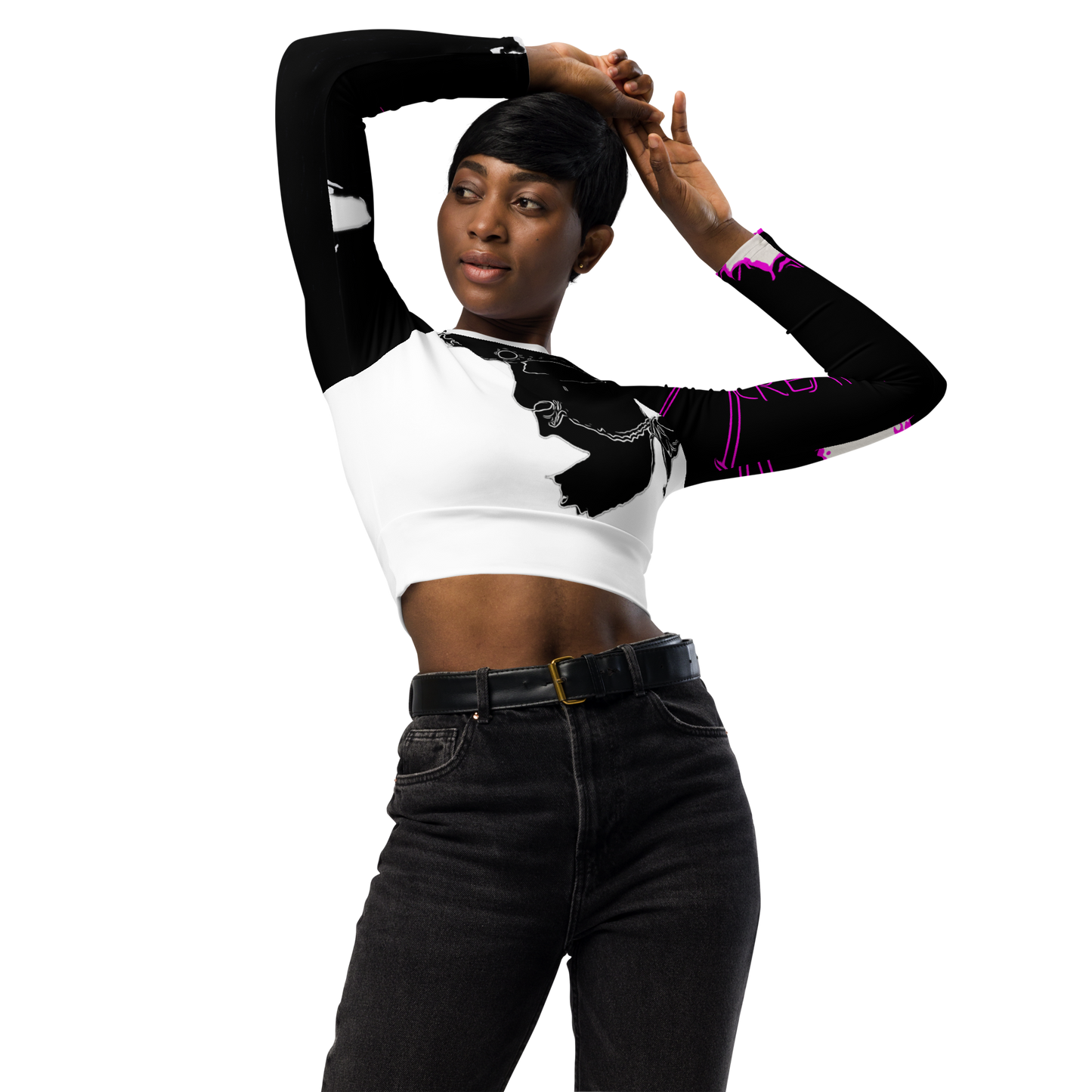 “machi bhasad, dekh” NaCreative Art-Wear long-sleeve crop top