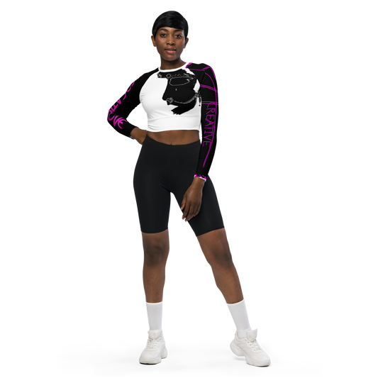 “machi bhasad, dekh” NaCreative Art-Wear long-sleeve crop top