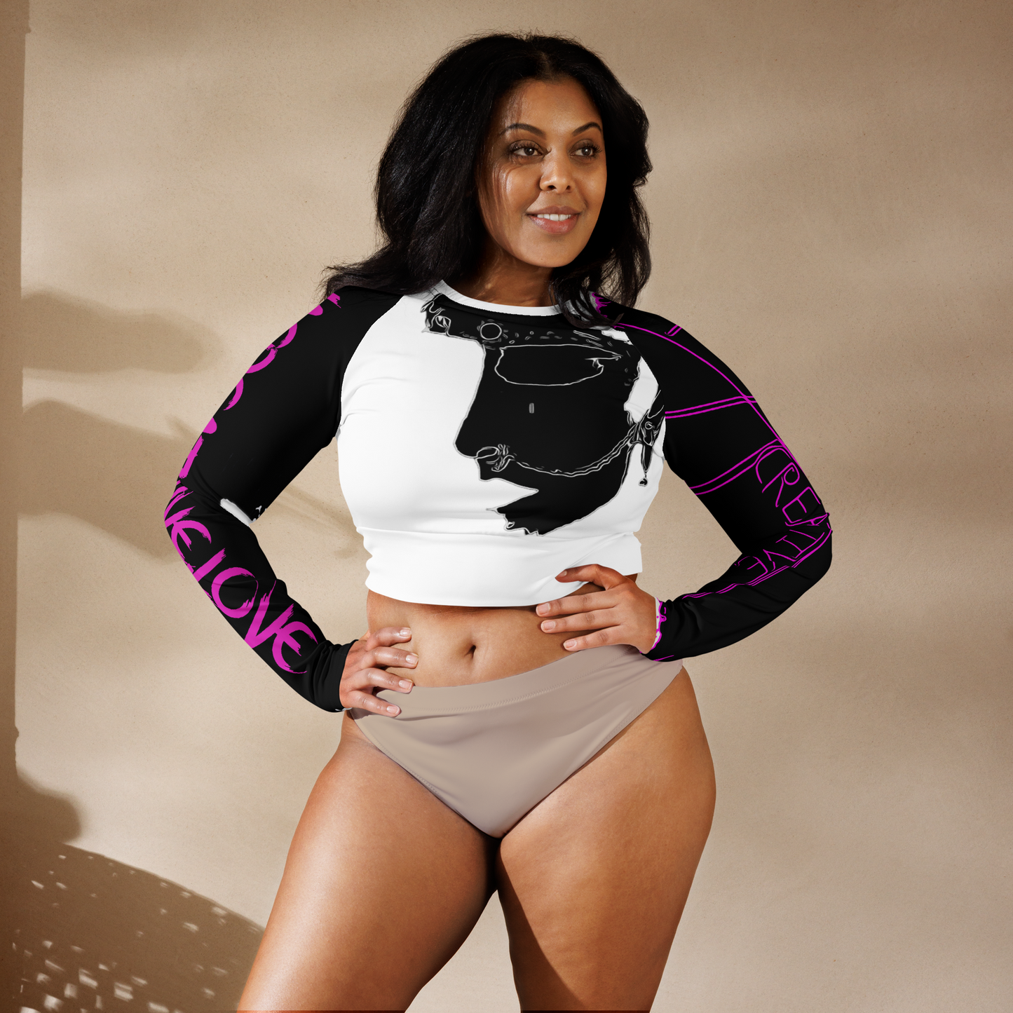 “machi bhasad, dekh” NaCreative Art-Wear long-sleeve crop top